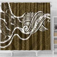Aloha Hawaii Kalo Pikake Lei Shower Curtain Chest Tattoo Gold Hawaiian Pattern LT14 - Polynesian Pride