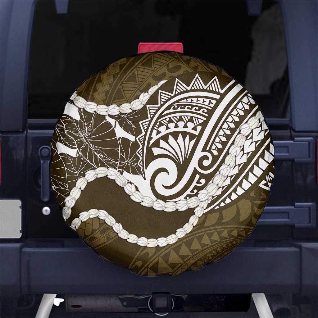 Aloha Hawaii Kalo Pikake Lei Spare Tire Cover Chest Tattoo Gold Hawaiian Pattern