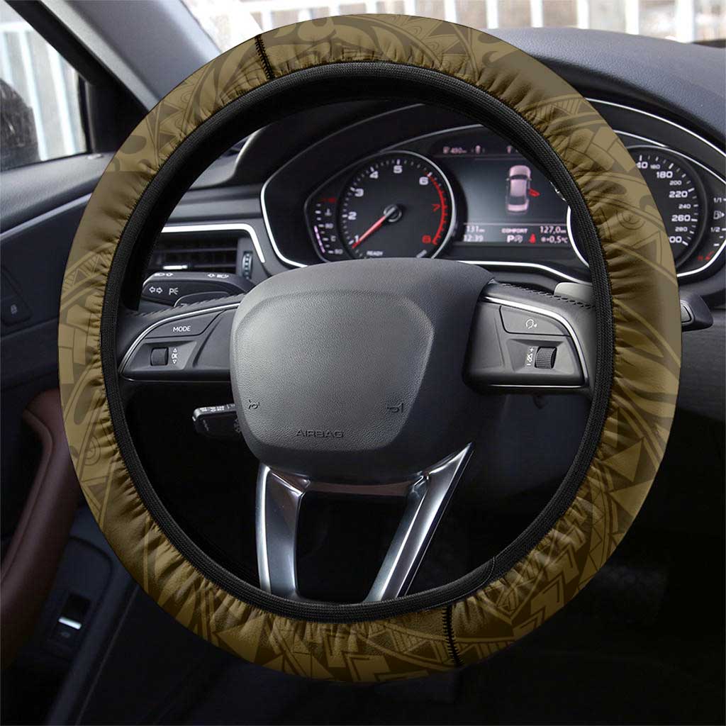 Aloha Hawaii Kalo Pikake Lei Steering Wheel Cover Chest Tattoo Gold Hawaiian Pattern LT14 - Polynesian Pride