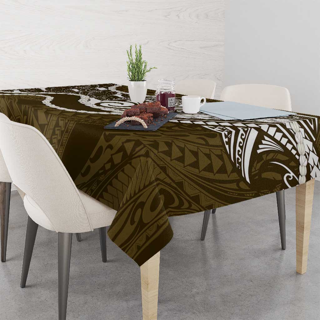 Aloha Hawaii Kalo Pikake Lei Tablecloth Chest Tattoo Gold Hawaiian Pattern