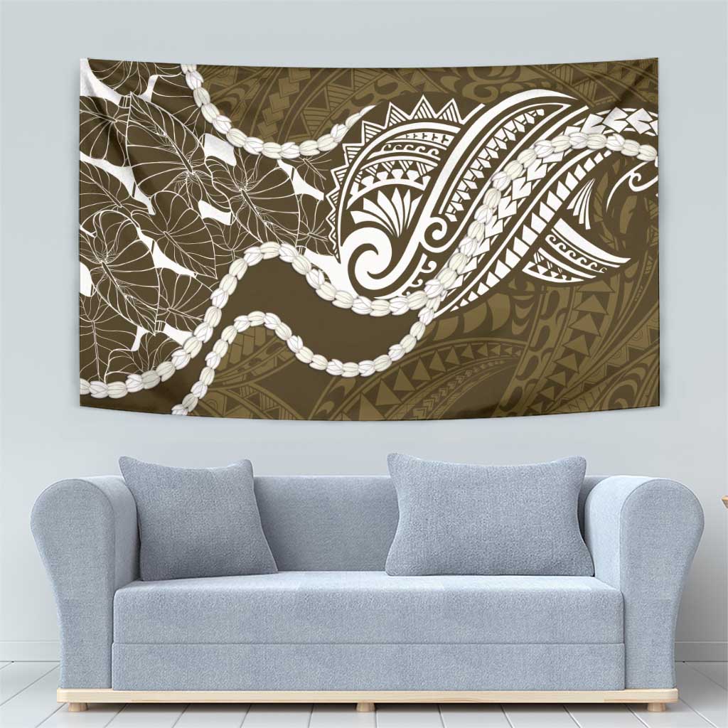 Aloha Hawaii Kalo Pikake Lei Tapestry Chest Tattoo Gold Hawaiian Pattern