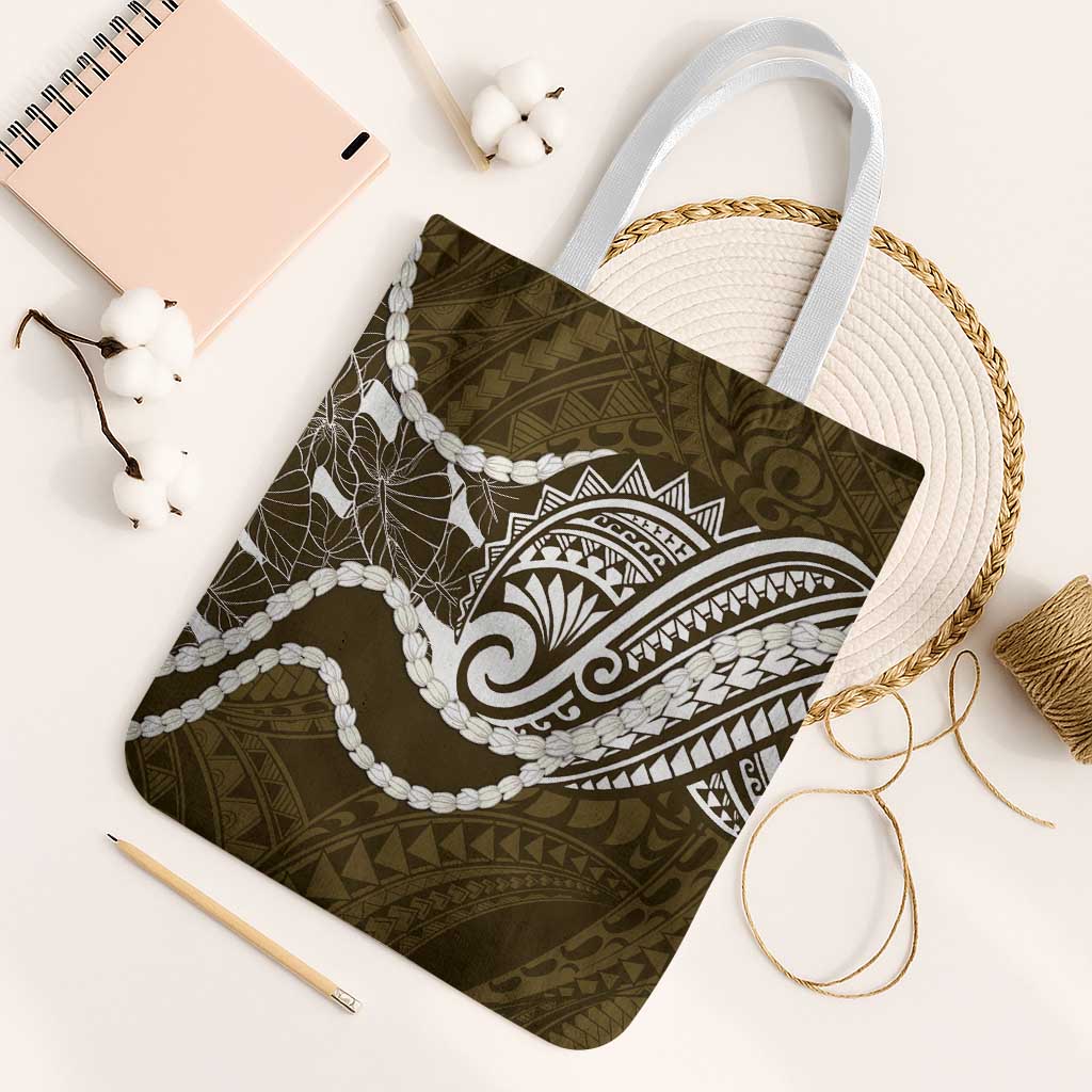 Aloha Hawaii Kalo Pikake Lei Tote Bag Chest Tattoo Gold Hawaiian Pattern LT14 White Strap One Size Gold - Polynesian Pride