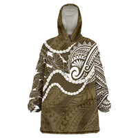 Aloha Hawaii Kalo Pikake Lei Wearable Blanket Hoodie Chest Tattoo Gold Hawaiian Pattern LT14 One Size Gold - Polynesian Pride