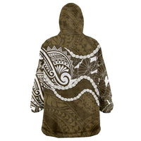 Aloha Hawaii Kalo Pikake Lei Wearable Blanket Hoodie Chest Tattoo Gold Hawaiian Pattern LT14 - Polynesian Pride