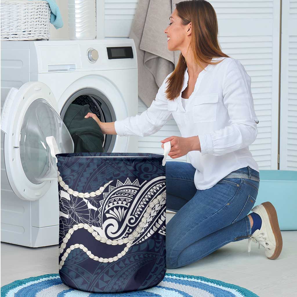 Aloha Hawaii Kalo Pikake Lei Laundry Basket Chest Tattoo Oxford Blue Hawaiian Pattern
