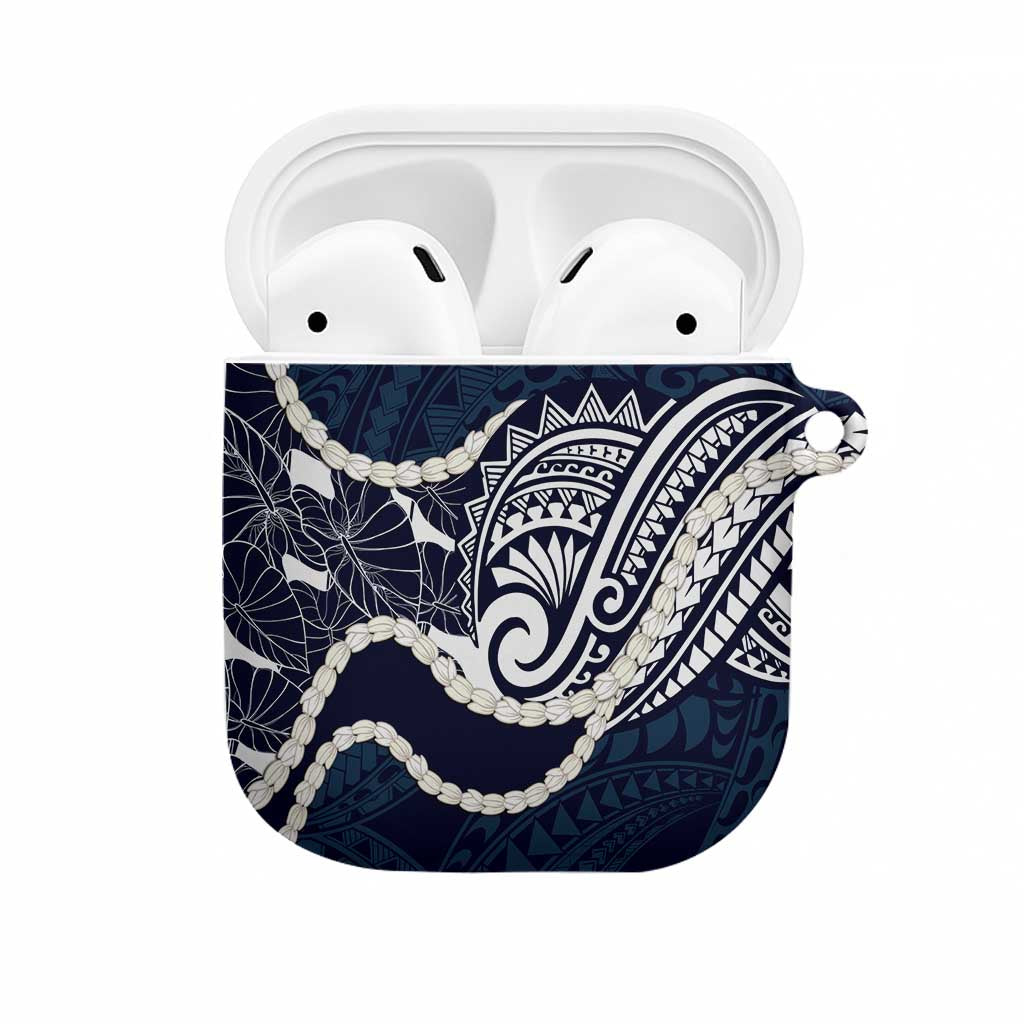 Aloha Hawaii Kalo Pikake Lei AirPods Case Chest Tattoo Oxford Blue Hawaiian Pattern LT14 Oxford Blue - Polynesian Pride