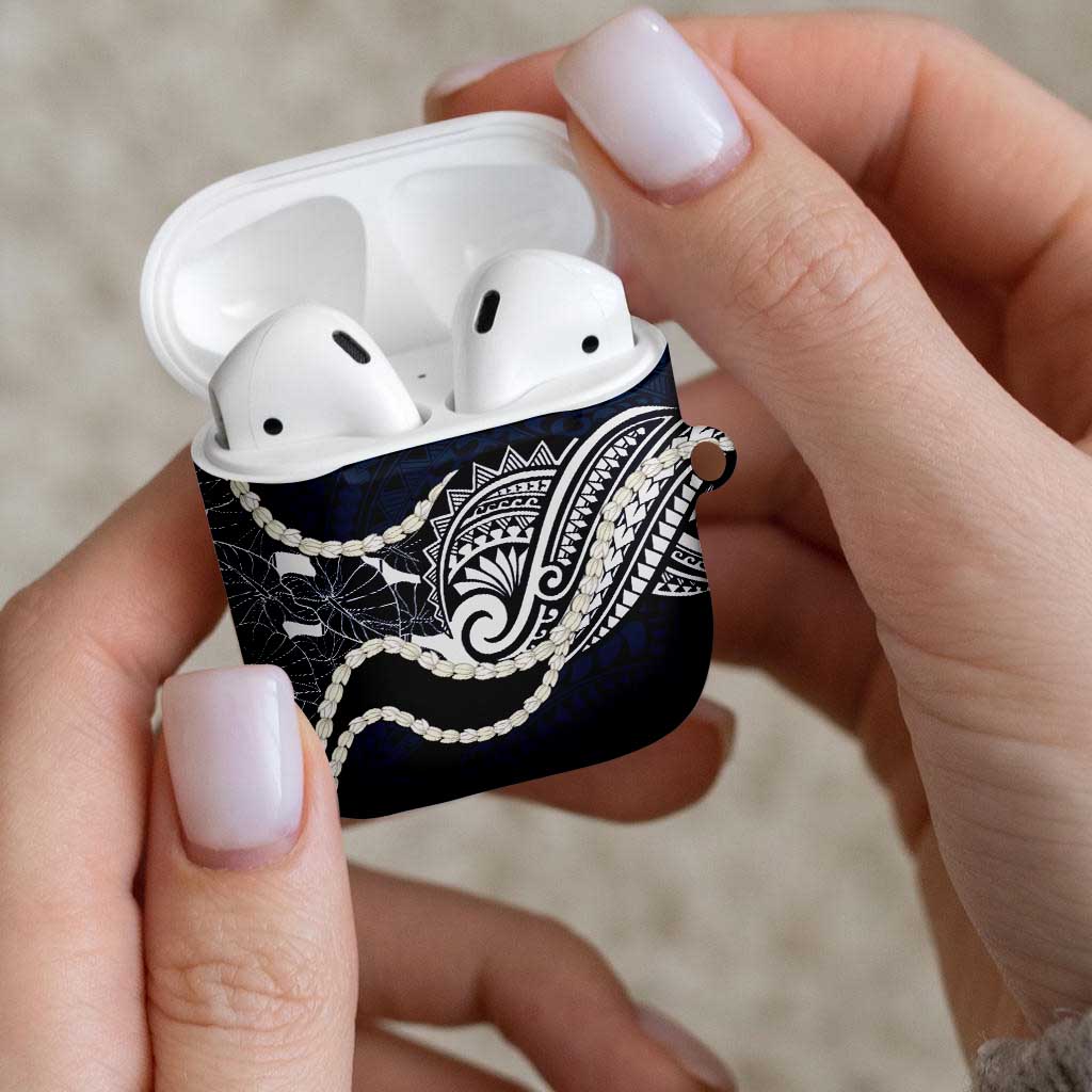 Aloha Hawaii Kalo Pikake Lei AirPods Case Chest Tattoo Oxford Blue Hawaiian Pattern LT14 - Polynesian Pride