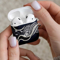 Aloha Hawaii Kalo Pikake Lei AirPods Case Chest Tattoo Oxford Blue Hawaiian Pattern LT14 - Polynesian Pride