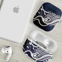Aloha Hawaii Kalo Pikake Lei AirPods Case Chest Tattoo Oxford Blue Hawaiian Pattern LT14 - Polynesian Pride