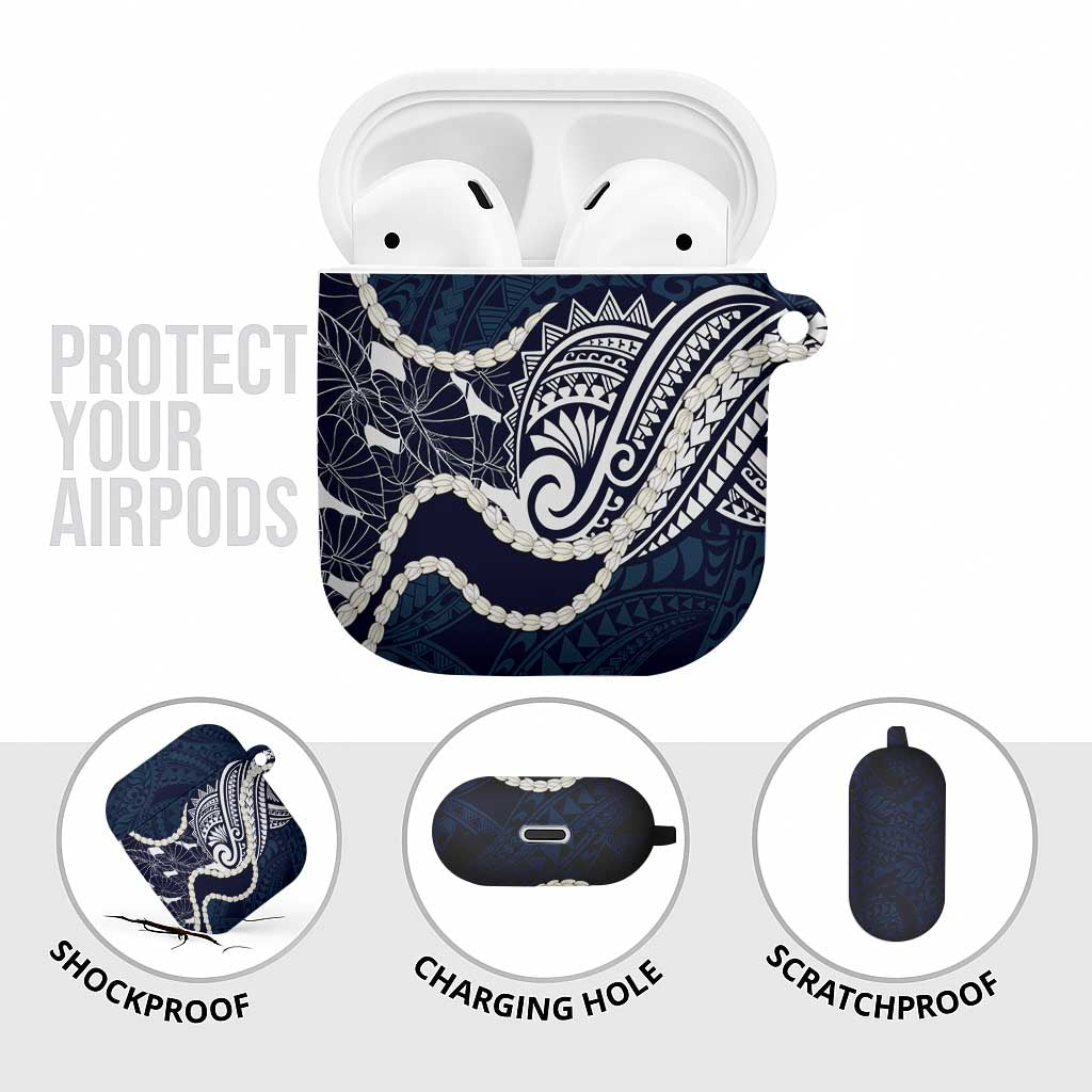 Aloha Hawaii Kalo Pikake Lei AirPods Case Chest Tattoo Oxford Blue Hawaiian Pattern LT14 - Polynesian Pride