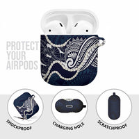 Aloha Hawaii Kalo Pikake Lei AirPods Case Chest Tattoo Oxford Blue Hawaiian Pattern LT14 - Polynesian Pride