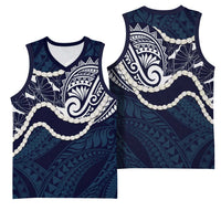 Aloha Hawaii Kalo Pikake Lei Basketball Jersey Chest Tattoo Oxford Blue Hawaiian Pattern