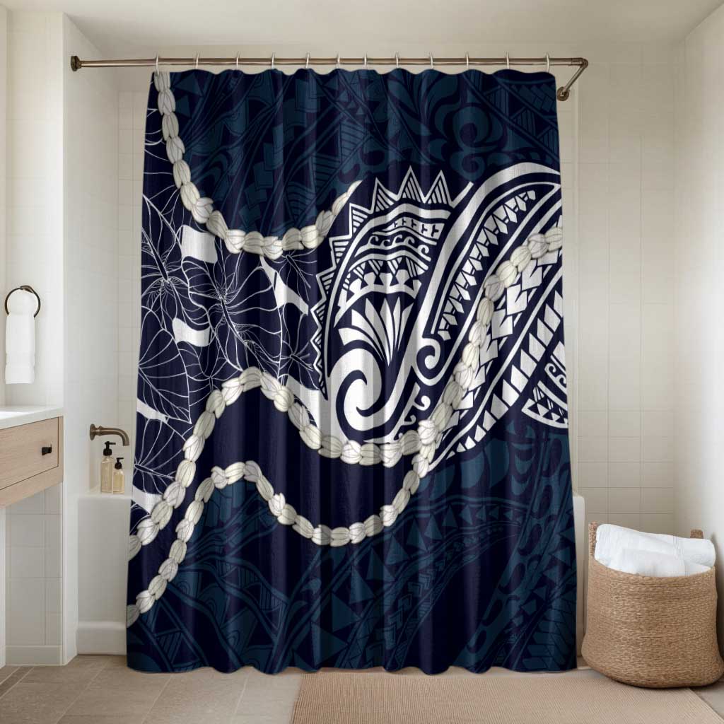 Aloha Hawaii Kalo Pikake Lei Bathroom Set Chest Tattoo Oxford Blue Hawaiian Pattern
