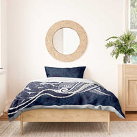 Aloha Hawaii Kalo Pikake Lei Bedding Set Chest Tattoo Oxford Blue Hawaiian Pattern
