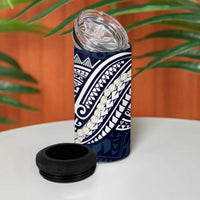 Aloha Hawaii Kalo Pikake Lei 4 in 1 Can Cooler Tumbler Chest Tattoo Oxford Blue Hawaiian Pattern LT14 - Polynesian Pride