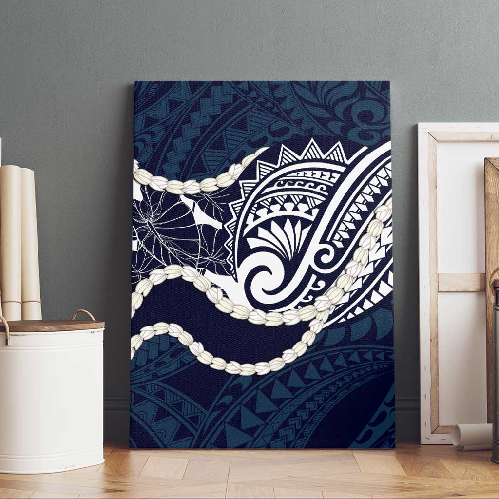 Aloha Hawaii Kalo Pikake Lei Canvas Wall Art Chest Tattoo Oxford Blue Hawaiian Pattern