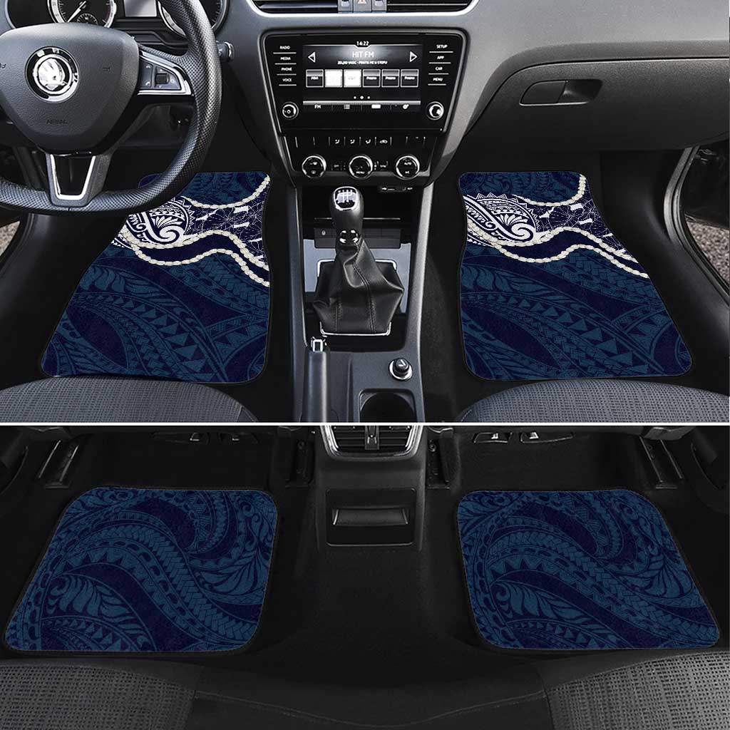 Aloha Hawaii Kalo Pikake Lei Car Mats Chest Tattoo Oxford Blue Hawaiian Pattern LT14 Set 4pcs Oxford Blue - Polynesian Pride