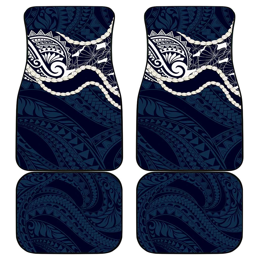 Aloha Hawaii Kalo Pikake Lei Car Mats Chest Tattoo Oxford Blue Hawaiian Pattern LT14 - Polynesian Pride