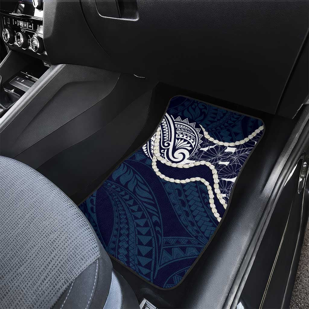 Aloha Hawaii Kalo Pikake Lei Car Mats Chest Tattoo Oxford Blue Hawaiian Pattern LT14 - Polynesian Pride