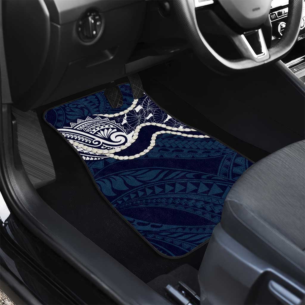Aloha Hawaii Kalo Pikake Lei Car Mats Chest Tattoo Oxford Blue Hawaiian Pattern LT14 - Polynesian Pride