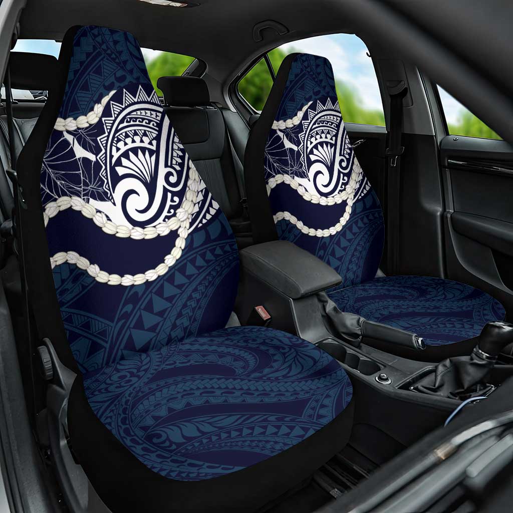 Aloha Hawaii Kalo Pikake Lei Car Seat Cover Chest Tattoo Oxford Blue Hawaiian Pattern
