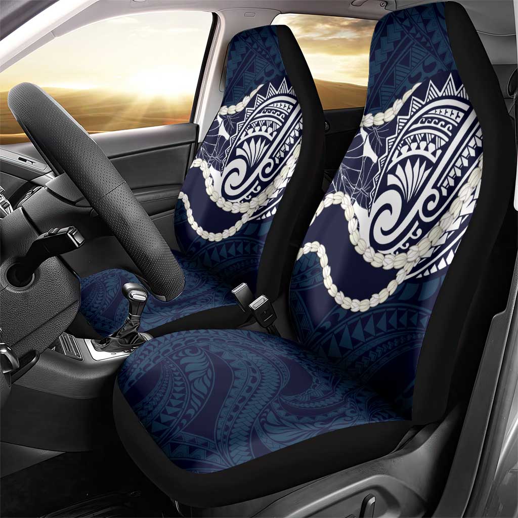 Aloha Hawaii Kalo Pikake Lei Car Seat Cover Chest Tattoo Oxford Blue Hawaiian Pattern LT14 - Polynesian Pride