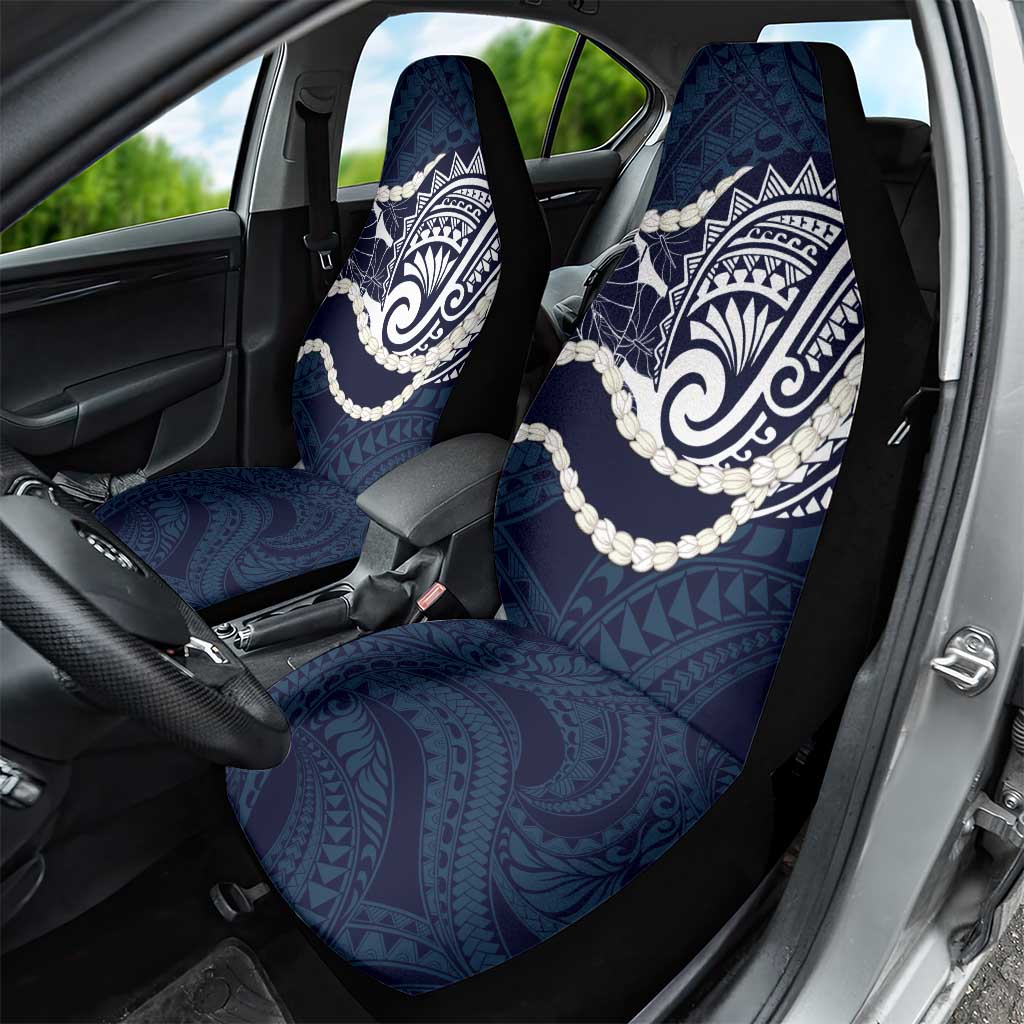 Aloha Hawaii Kalo Pikake Lei Car Seat Cover Chest Tattoo Oxford Blue Hawaiian Pattern LT14 - Polynesian Pride