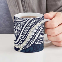 Aloha Hawaii Kalo Pikake Lei Ceramic Mug Chest Tattoo Oxford Blue Hawaiian Pattern