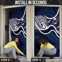 Aloha Hawaii Kalo Pikake Lei Door Cover Chest Tattoo Oxford Blue Hawaiian Pattern