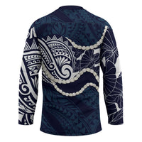 Aloha Hawaii Kalo Pikake Lei Hockey Jersey Chest Tattoo Oxford Blue Hawaiian Pattern