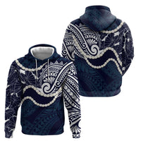 Aloha Hawaii Kalo Pikake Lei Hoodie Chest Tattoo Oxford Blue Hawaiian Pattern