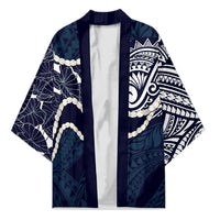 Aloha Hawaii Kalo Pikake Lei Kimono Chest Tattoo Oxford Blue Hawaiian Pattern LT14 Unisex Oxford Blue - Polynesian Pride