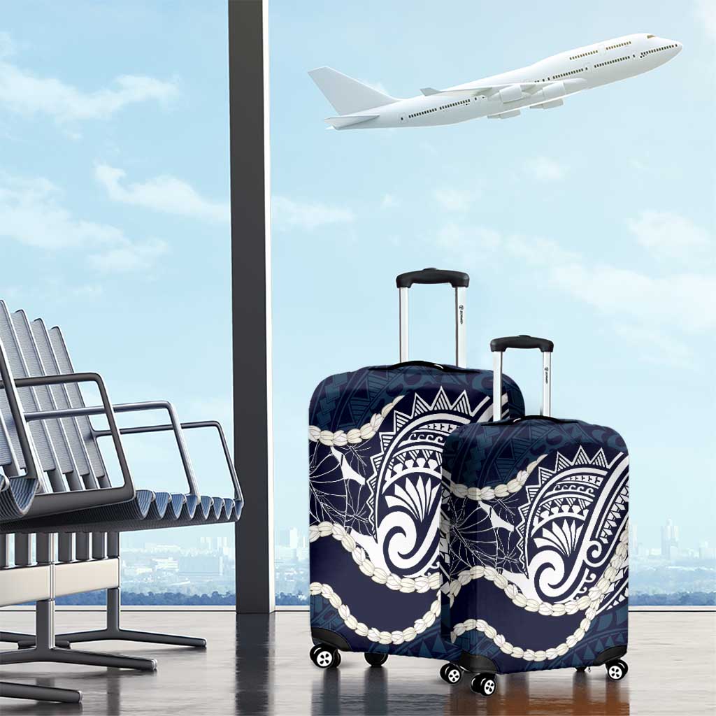 Aloha Hawaii Kalo Pikake Lei Luggage Cover Chest Tattoo Oxford Blue Hawaiian Pattern