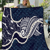 Aloha Hawaii Kalo Pikake Lei Quilt Chest Tattoo Oxford Blue Hawaiian Pattern LT14 Oxford Blue - Polynesian Pride