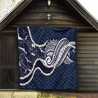 Aloha Hawaii Kalo Pikake Lei Quilt Chest Tattoo Oxford Blue Hawaiian Pattern LT14 - Polynesian Pride