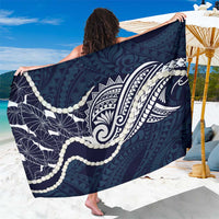 Aloha Hawaii Kalo Pikake Lei Sarong Chest Tattoo Oxford Blue Hawaiian Pattern LT14 One Size 44 x 66 inches Oxford Blue - Polynesian Pride