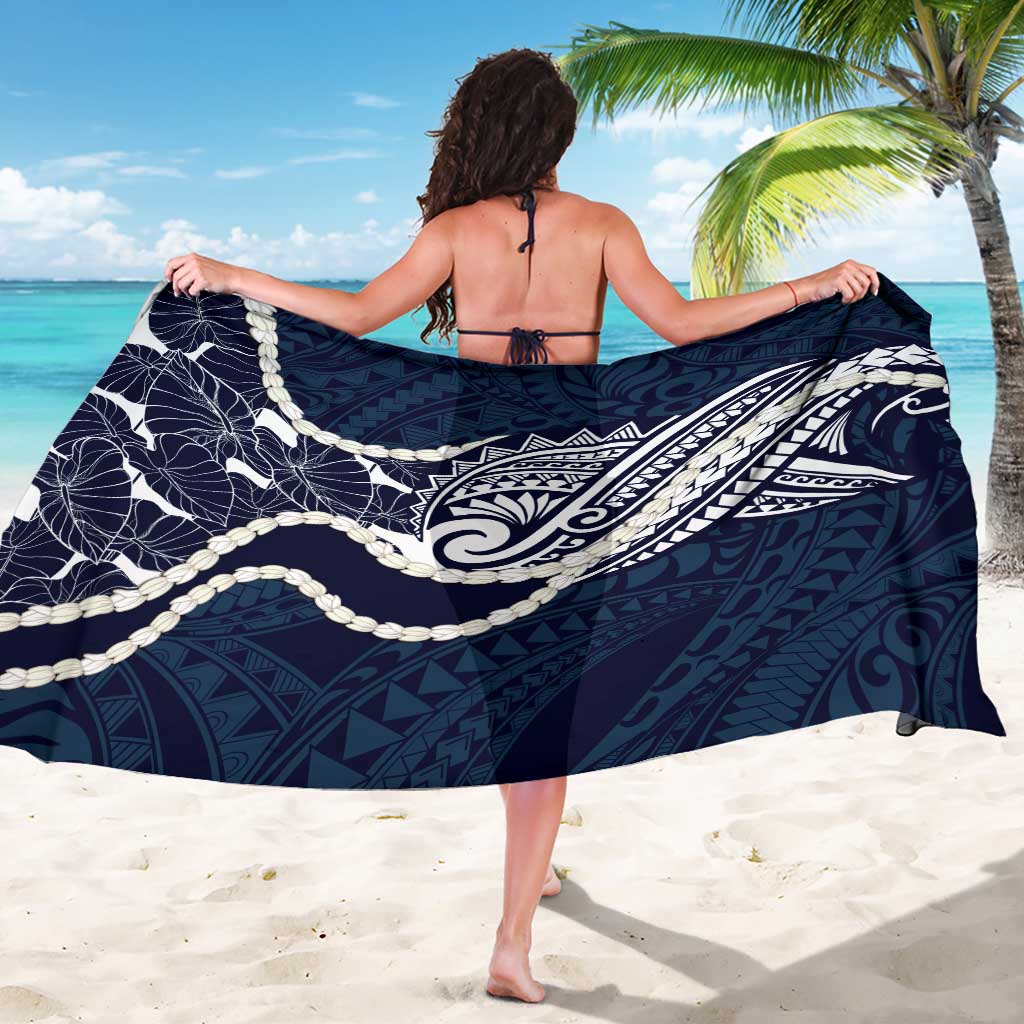 Aloha Hawaii Kalo Pikake Lei Sarong Chest Tattoo Oxford Blue Hawaiian Pattern LT14 - Polynesian Pride