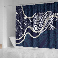 Aloha Hawaii Kalo Pikake Lei Shower Curtain Chest Tattoo Oxford Blue Hawaiian Pattern