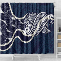Aloha Hawaii Kalo Pikake Lei Shower Curtain Chest Tattoo Oxford Blue Hawaiian Pattern