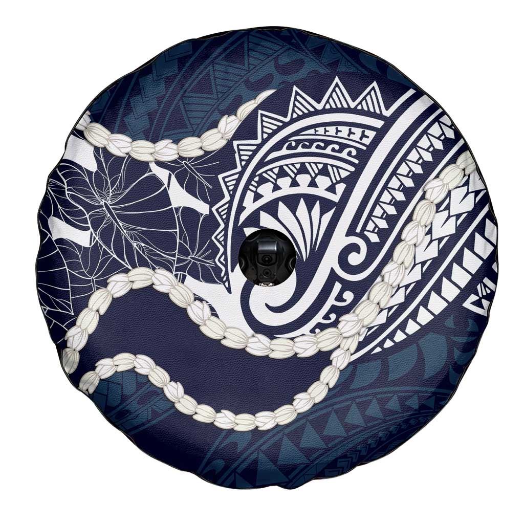 Aloha Hawaii Kalo Pikake Lei Spare Tire Cover Chest Tattoo Oxford Blue Hawaiian Pattern LT14 - Polynesian Pride