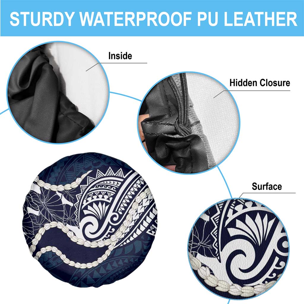 Aloha Hawaii Kalo Pikake Lei Spare Tire Cover Chest Tattoo Oxford Blue Hawaiian Pattern LT14 - Polynesian Pride