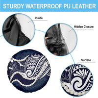 Aloha Hawaii Kalo Pikake Lei Spare Tire Cover Chest Tattoo Oxford Blue Hawaiian Pattern LT14 - Polynesian Pride
