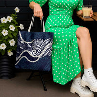 Aloha Hawaii Kalo Pikake Lei Tote Bag Chest Tattoo Oxford Blue Hawaiian Pattern