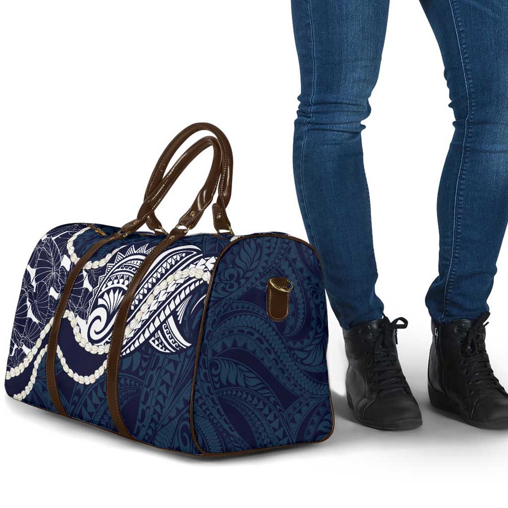 Aloha Hawaii Kalo Pikake Lei Travel Bag Chest Tattoo Oxford Blue Hawaiian Pattern
