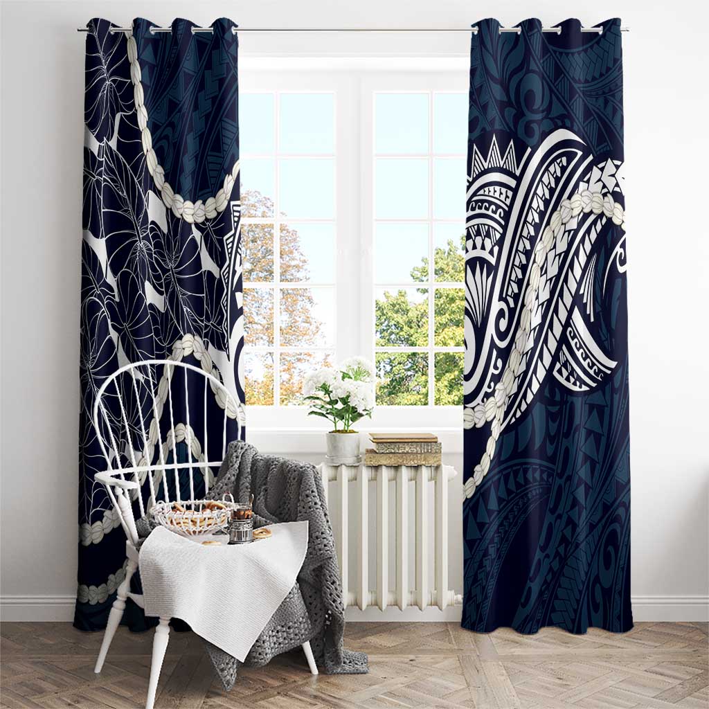 Aloha Hawaii Kalo Pikake Lei Window Curtain Chest Tattoo Oxford Blue Hawaiian Pattern