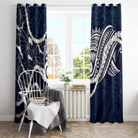 Aloha Hawaii Kalo Pikake Lei Window Curtain Chest Tattoo Oxford Blue Hawaiian Pattern