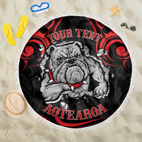 Personalised Aotearoa Bulldog Beach Blanket NZ Maori Tattoo LT14 One Size 150cm Red - Polynesian Pride
