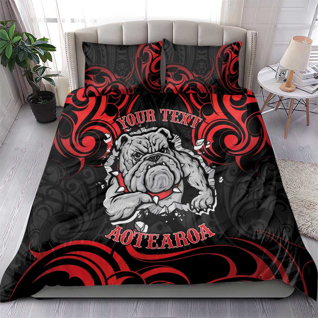 Personalised Aotearoa Bulldog Bedding Set NZ Maori Tattoo