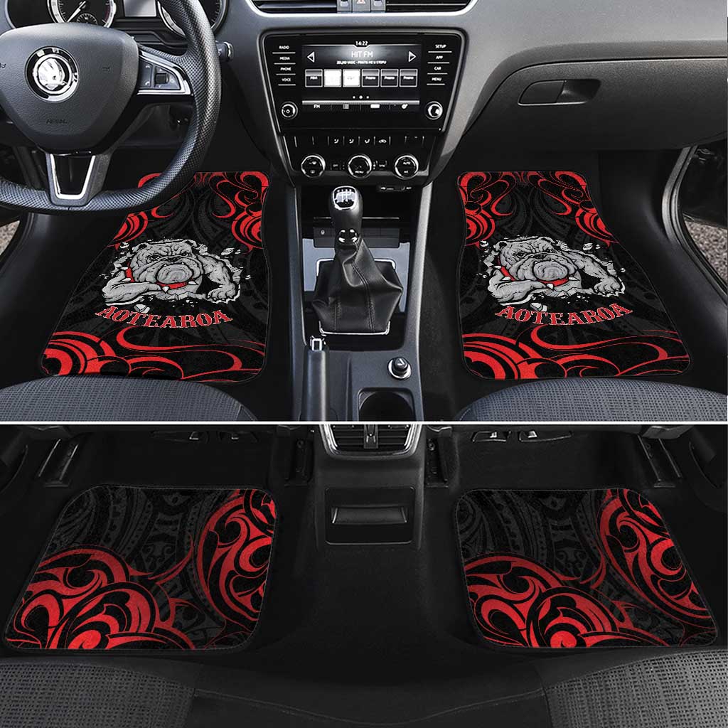 Personalised Aotearoa Bulldog Car Mats NZ Maori Tattoo LT14 Set 4pcs Red - Polynesian Pride