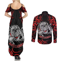 Personalised Aotearoa Bulldog Couples Matching Summer Maxi Dress and Long Sleeve Button Shirt NZ Maori Tattoo LT14 - Polynesian Pride